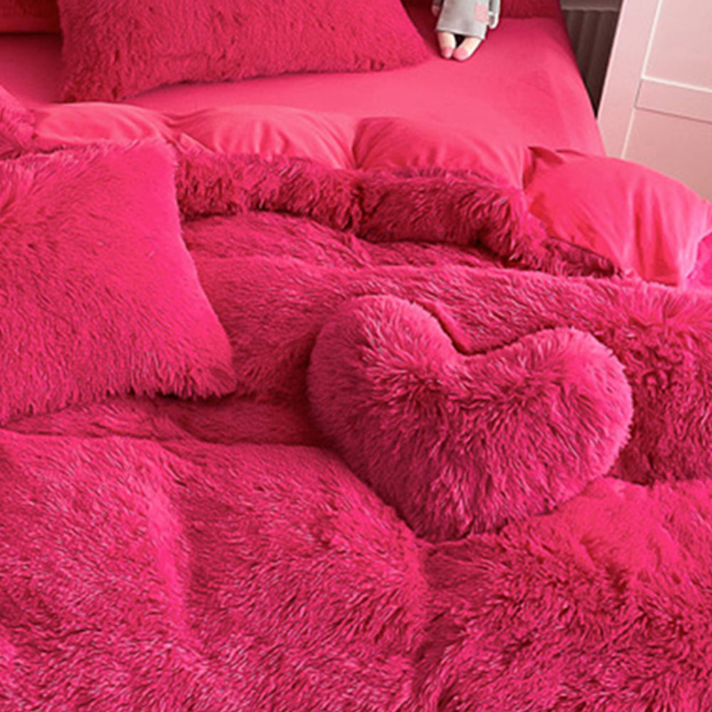 Ensemble de draps de lit longs et chauds en peluche, luxe romantique, épais