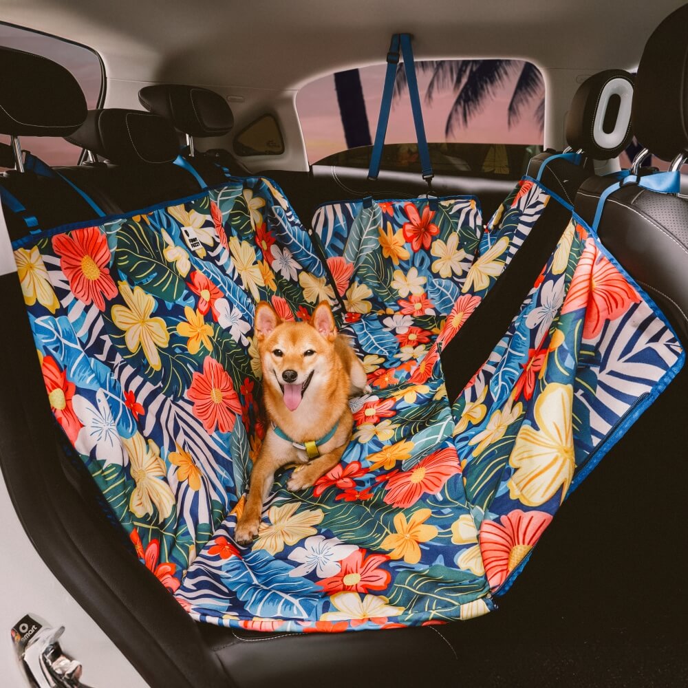 Areca Palm Print Housse de siège arrière de voiture imperméable pour chien – Charme tropical