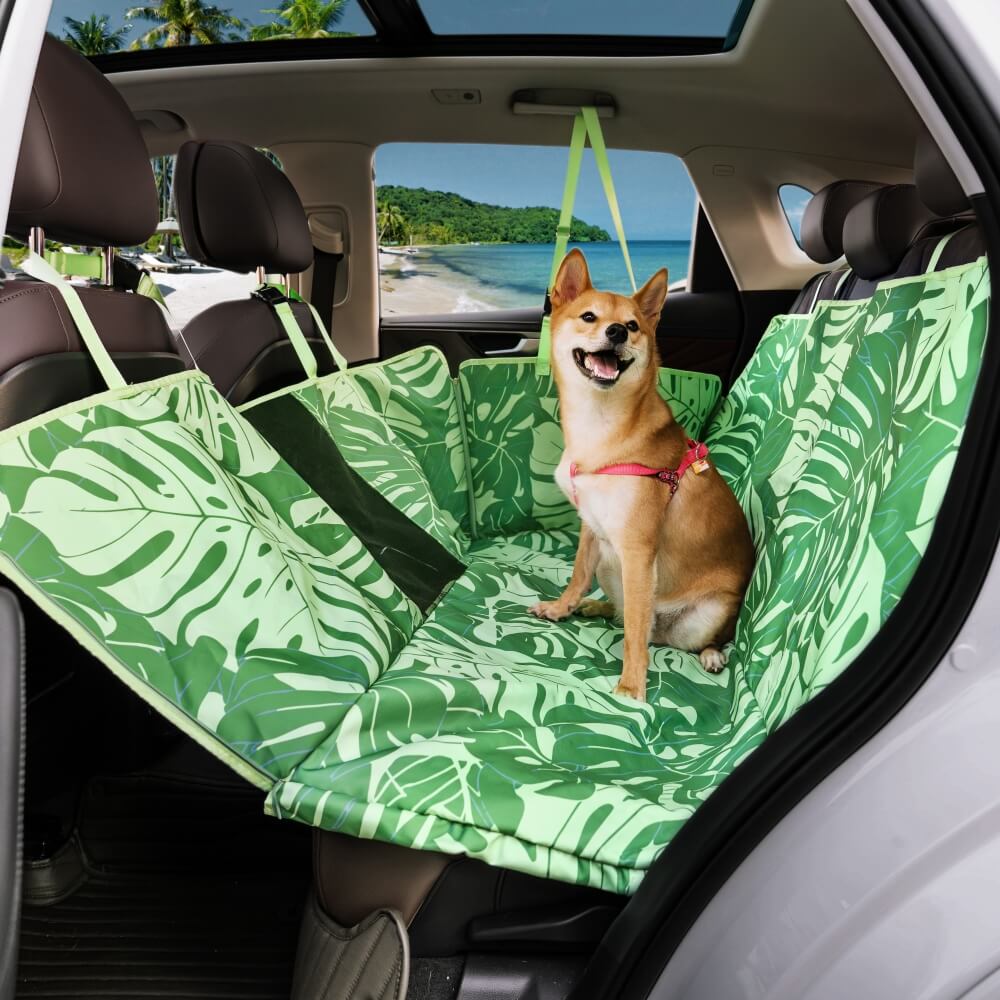 Areca Palm Print Housse de siège arrière de voiture imperméable pour chien – Charme tropical