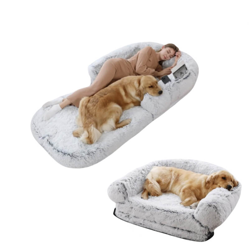 Schickes Plüsch-Hundebett für große Hunde, faltbar, menschliches Hundebett