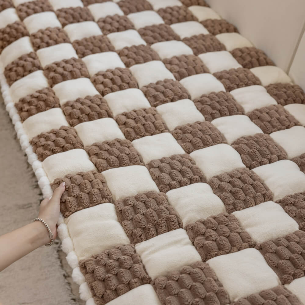 Tapis de chien en peluche fait à la main, bloc de couleur, protection de canapé douce, housse de canapé antidérapante