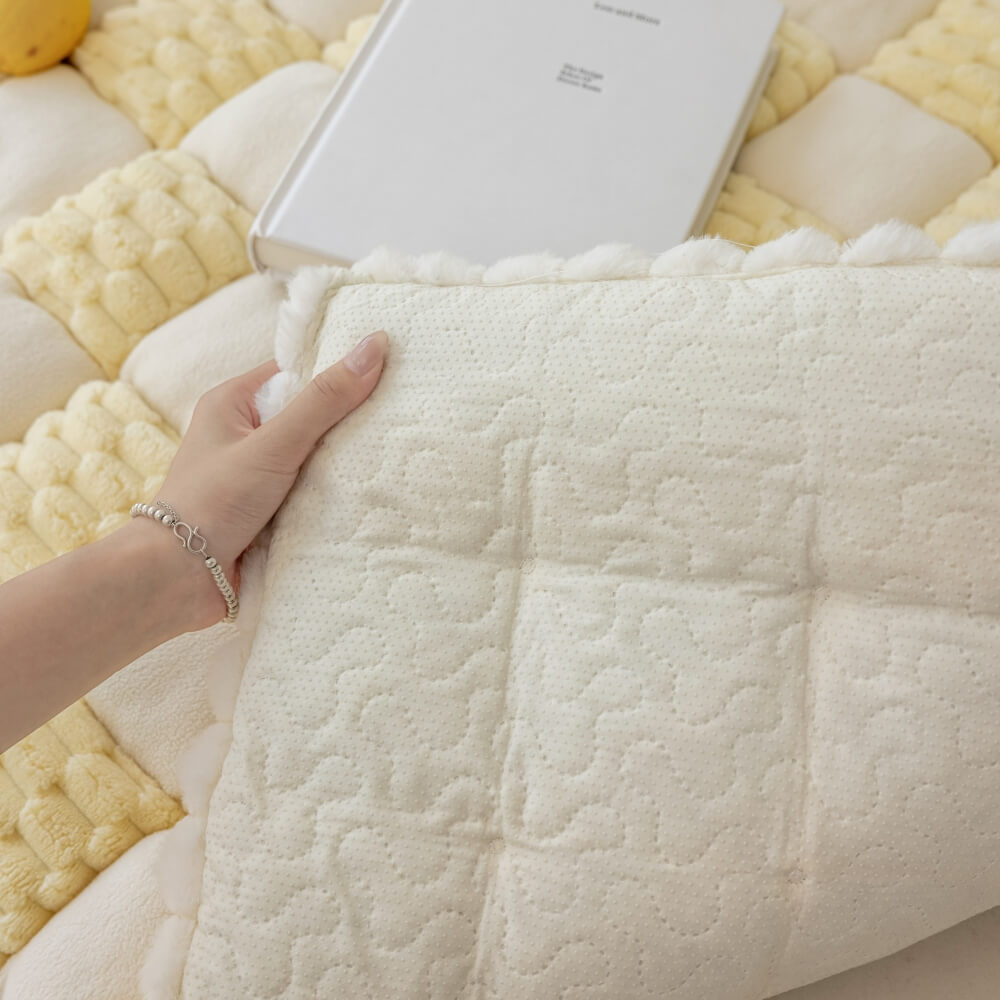 Tapis de chien en peluche fait à la main, bloc de couleur, protection de canapé douce, housse de canapé antidérapante