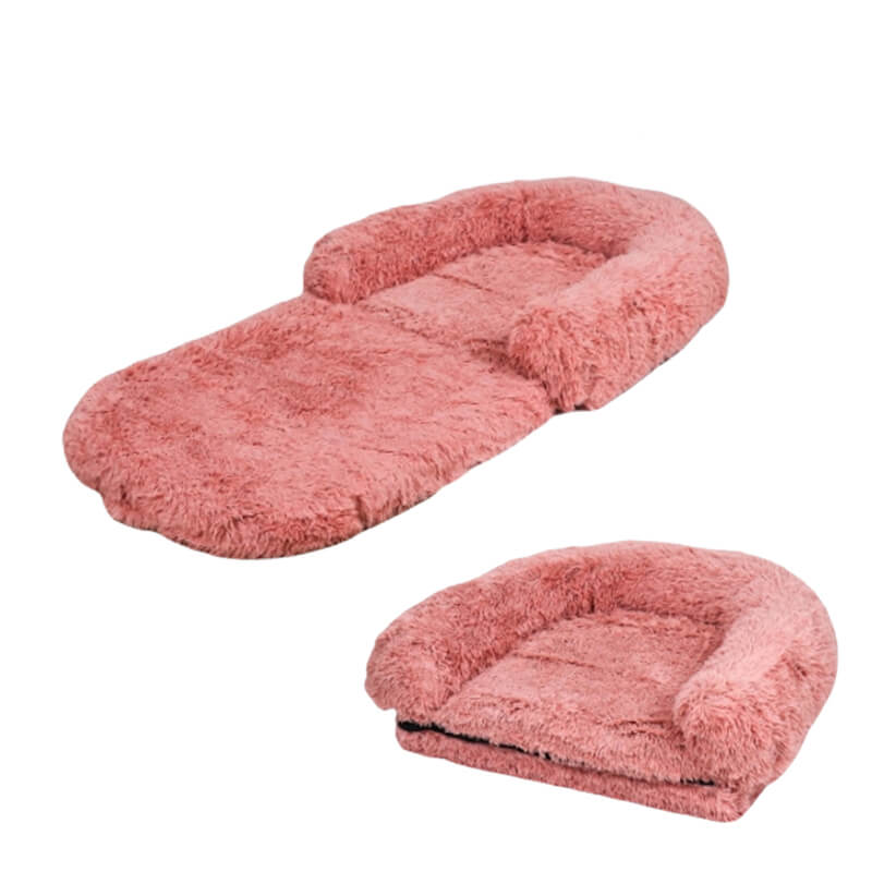Schickes Plüsch-Hundebett für große Hunde, faltbar, menschliches Hundebett