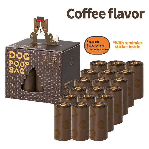 Coffee Flavor Dog Poop Bags with Reminder Sticker Inside