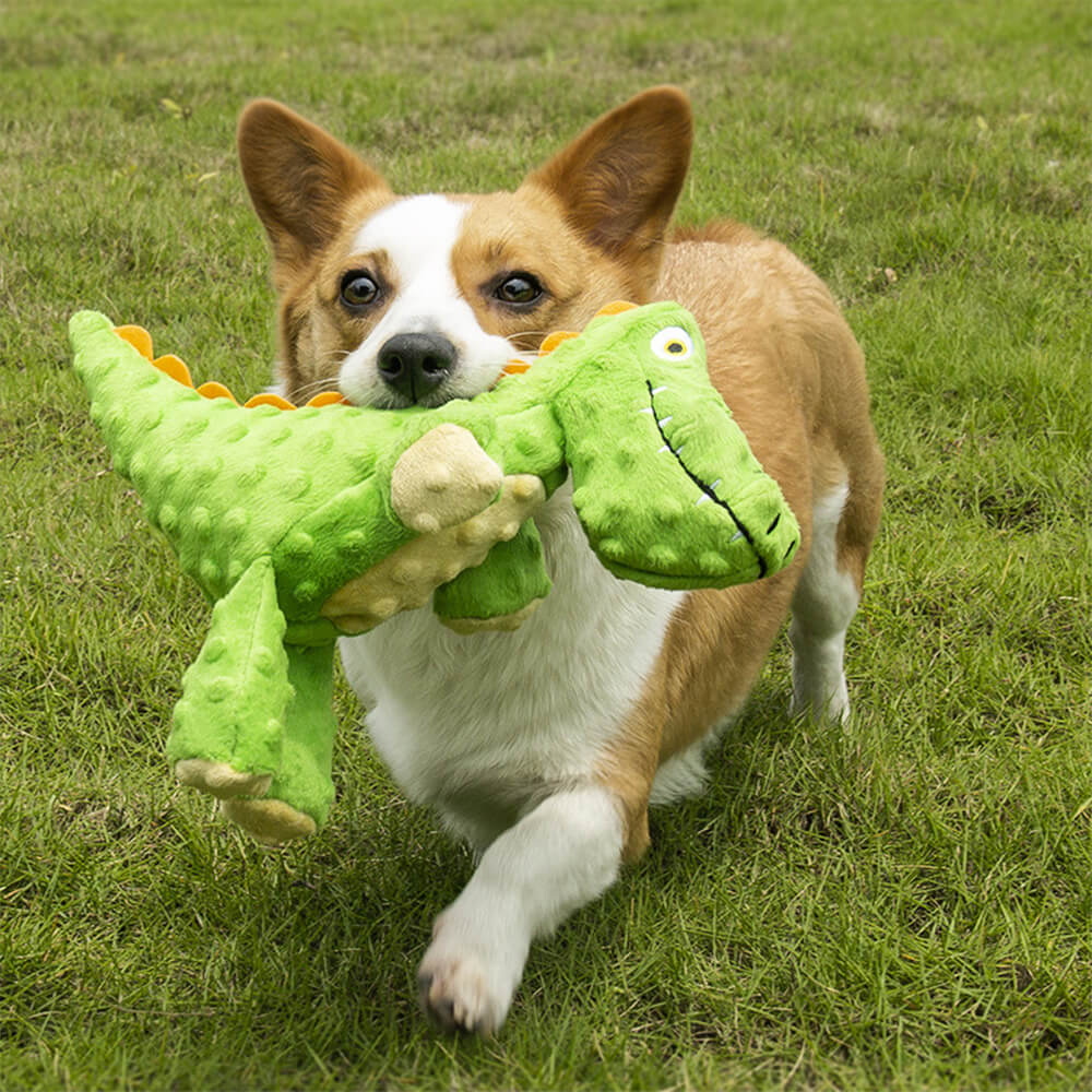 Juguete para perros de cocodrilo resistente a la mordedura con chirriador incorporado