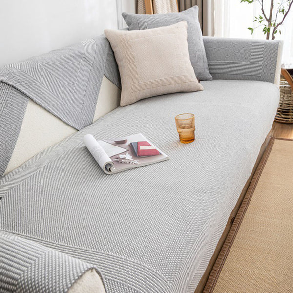 Thick Textured Weave Cotton Linen Anti-Scratch Couch Cover