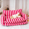 Canapé-lit rayé tendance en fausse laine d'agneau, Double couche pour chat