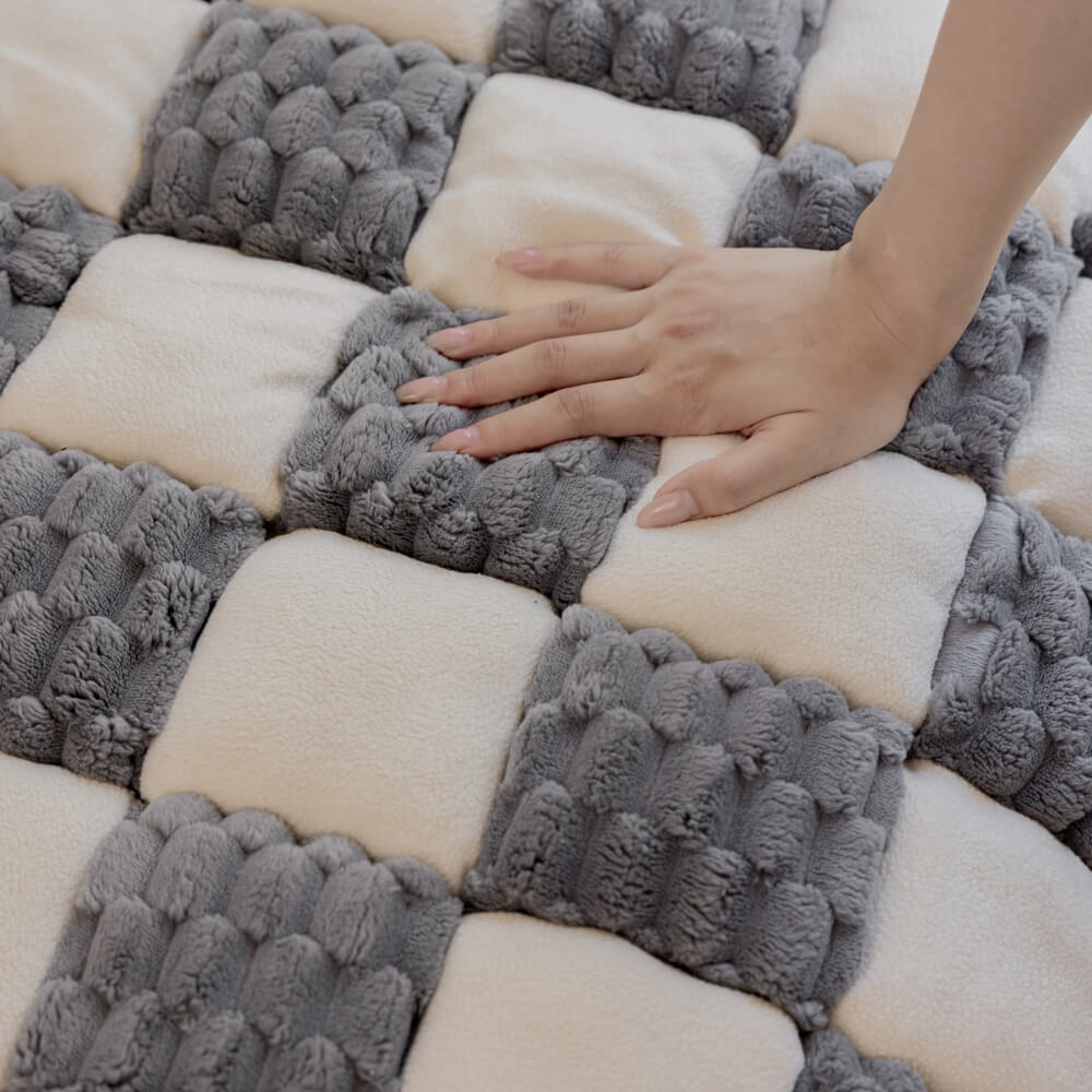 Tapis de chien en peluche fait à la main, bloc de couleur, protection de canapé douce, housse de canapé antidérapante